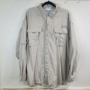 Columbia PFG khaki long sleeve omni shade vented button down size xxl